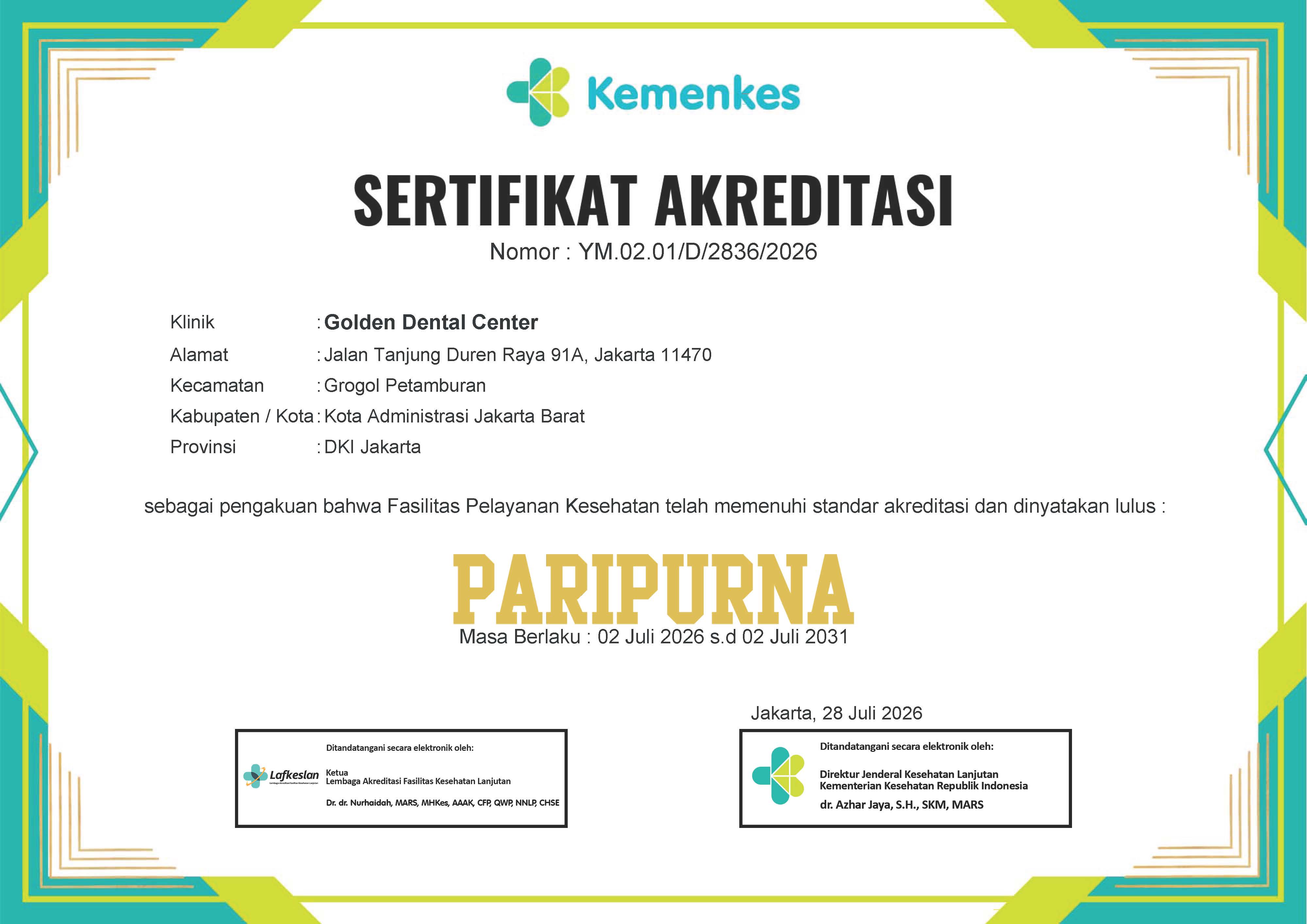Setifikat Akreditasi